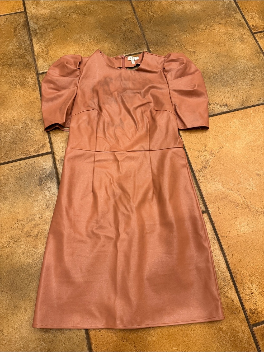 TCEC Faux Leather Midi Dress in Dusty Rose